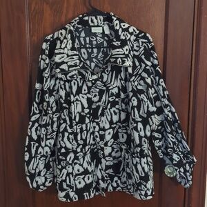 Chico's Z energy Black & White Long Sleeve Size Chico's 3/ XL